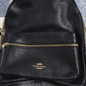 Coach Pebbled Black Leather Backpack